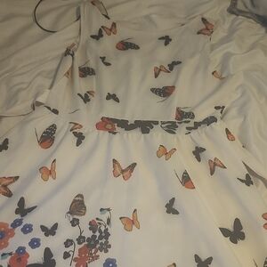 SHEIN Multicolor Butterfly Print High Low Dress